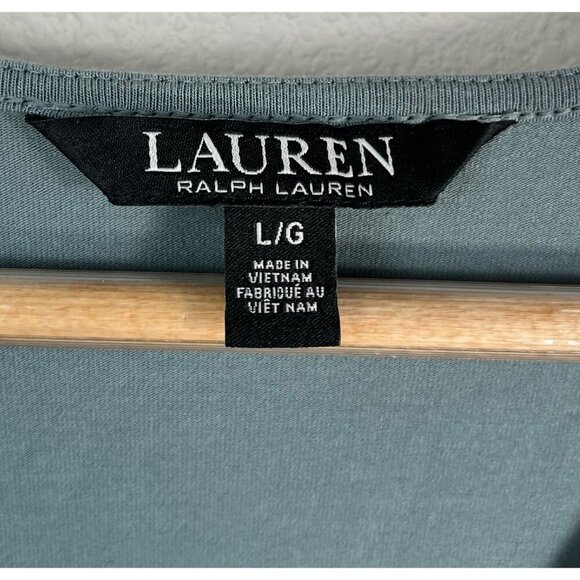 Lauren Ralph Lauren faux wrap peplum blouse sage green sz L - Picture 6 of 9